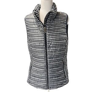 Tommy Hilfiger Gingham Puffer Vest | Blue White Preppy Coastal Quilted Zip Vest